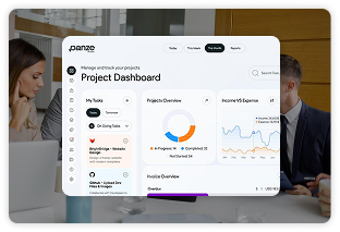 Project dashboard on a laptop for a growing business