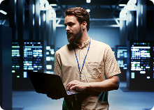 IT technician at server rack